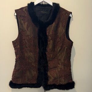 Elegant Brown Vest with Black Trim